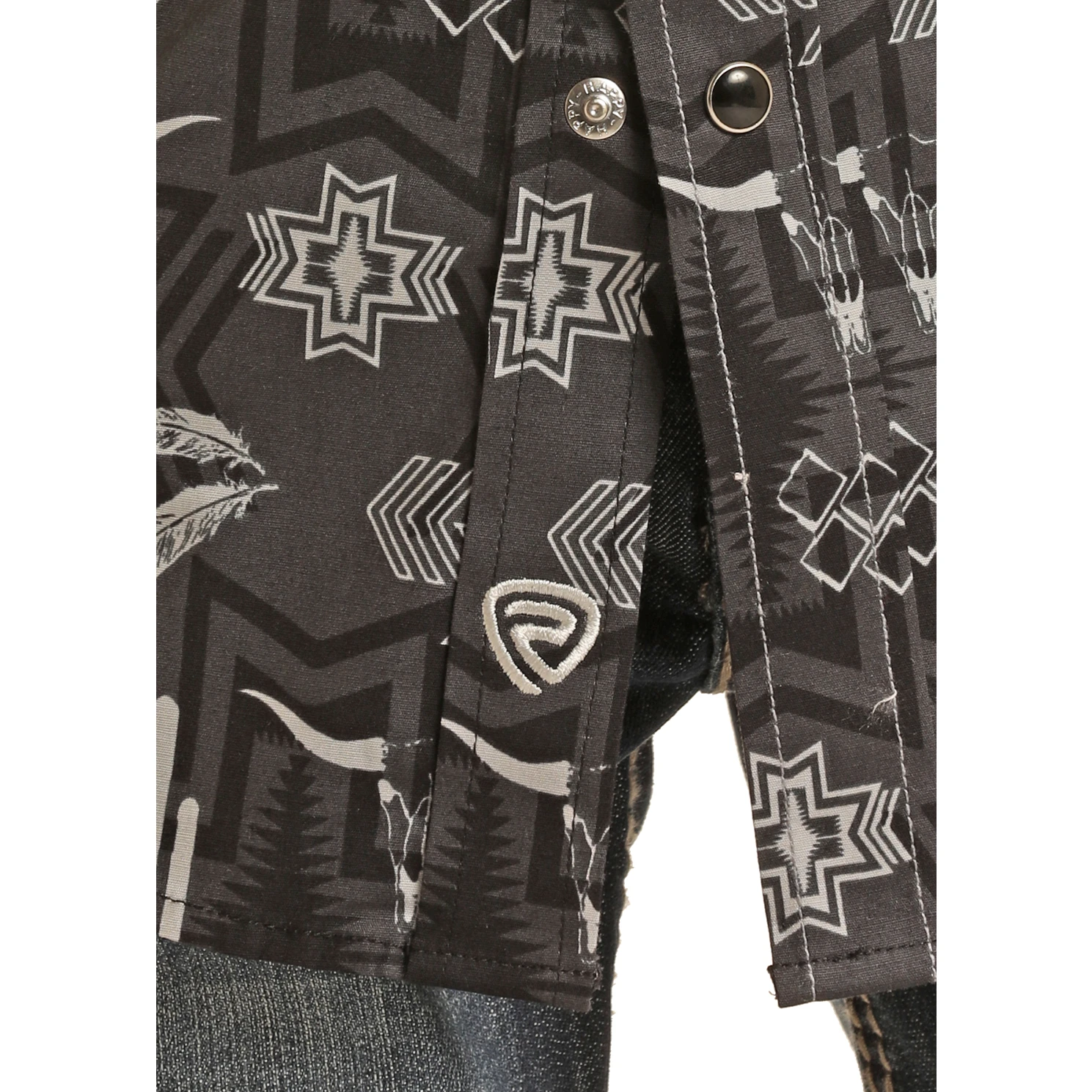 Rock & Roll® Youth Boy's Aztec Print Charcoal Snap Shirt RRBSOSRZ19-02 - Image 2