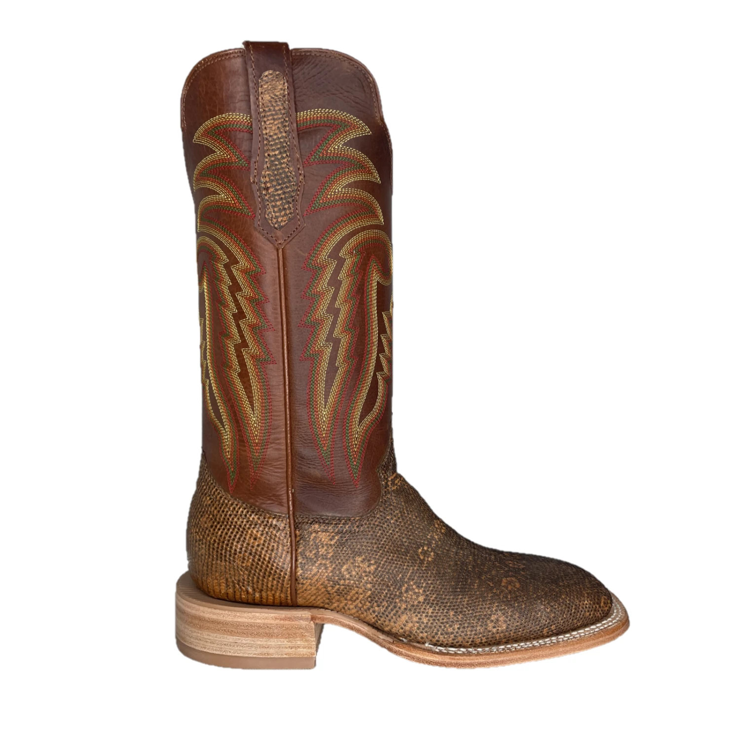 R.Watson® Men's Cognac Ring Lizard Square Toe Boots RW7901-2 - Image 3