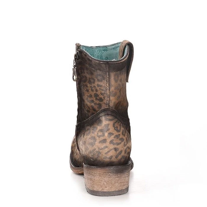 Corral Boots Corral Ladies Brown Leopard Print Round Toe Booties C3627 - Image 4