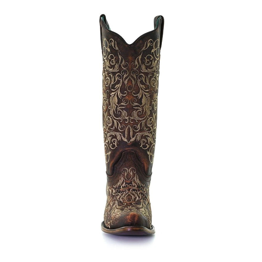 Corral Boots Corral Ladies Honey Brown Floral Snip Toe Western Boots Z5016 - Image 4